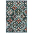thumbnail image 1 of Oriental Weavers Latitude Indoor/Outdoor Rug - 709B3 - 5'3" x 7'3" - in Teal/ Orange - Eclectic Global Style, Water, Stain and Fade Resistant, Hose Clean, Patio, Outdoor Living Area Rug, 1 of 2