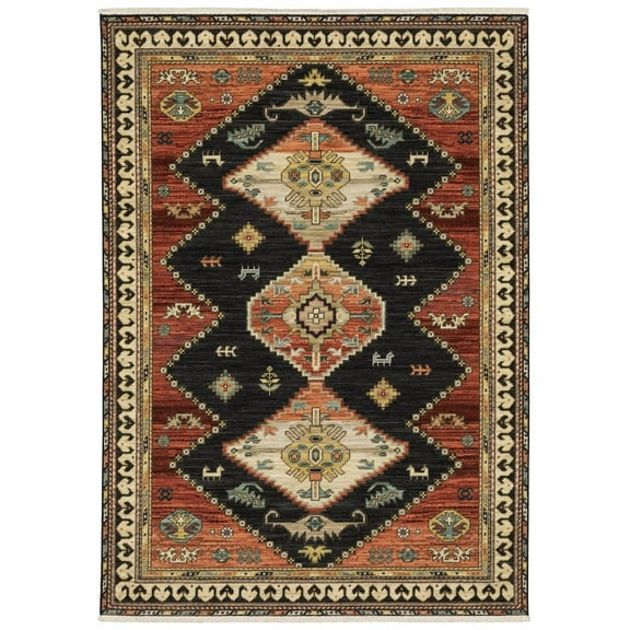 Oriental Weavers Lilihan Area Rug L051K6 Traditional Navy Oriental Medallion 7' 10" x 10' 10" Rectangle