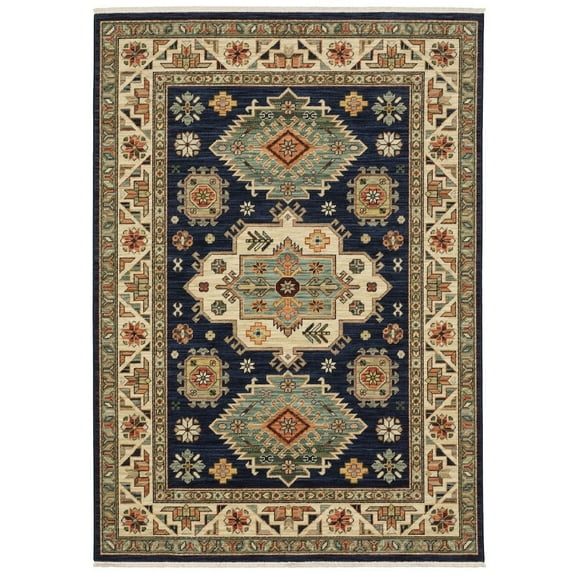 Oriental Weavers Lilihan Wool Blend Area Rug - 532B6 - 9'10" x 12'10" - in Navy/ Multi - Southwestern Lodge Style, Wool Blend, Family, Dining, Living Room Rug