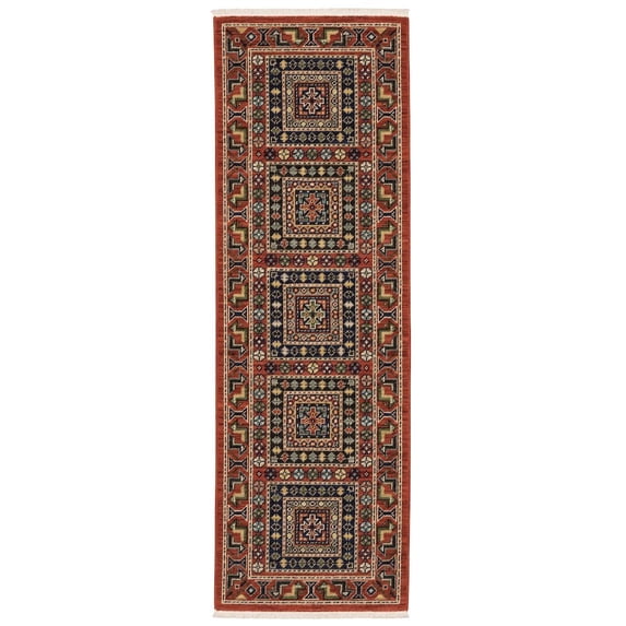 Oriental Weavers Lilihan Wool Blend Area Rug - 002C6 - 2'6" x 12' - in Red/ Multi - Vintage Inspired, Wool Blend, Entryway, Hallway Runner Rug