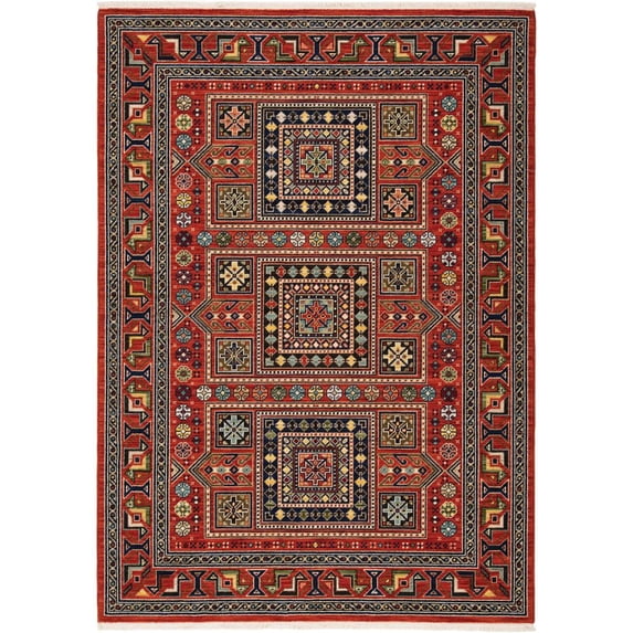 Oriental Weavers Lilihan Wool Blend Area Rug - 002C6 - 3'3" x 5' - in Red/ Multi - Vintage Inspired, Wool Blend, Entrway, Bedroom Rug
