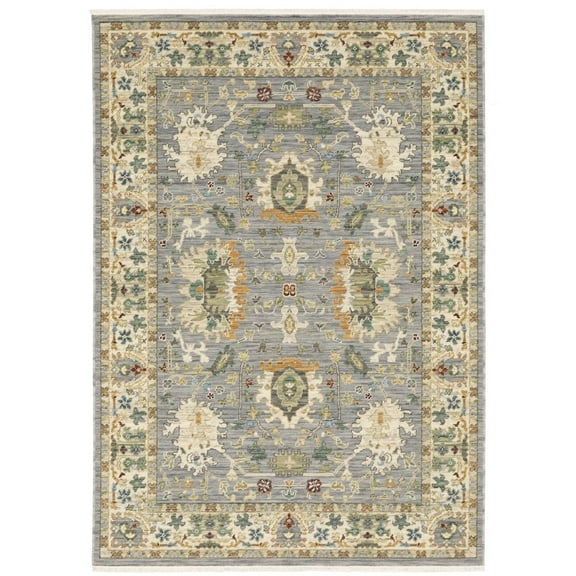Oriental Weavers Lucca Wool Blend Area Rug - 2063L - 9'10" x 12'10" - in Gray/ Multi - Vintage Inspired, Wool Blend, Family, Dining, Living Room Rug