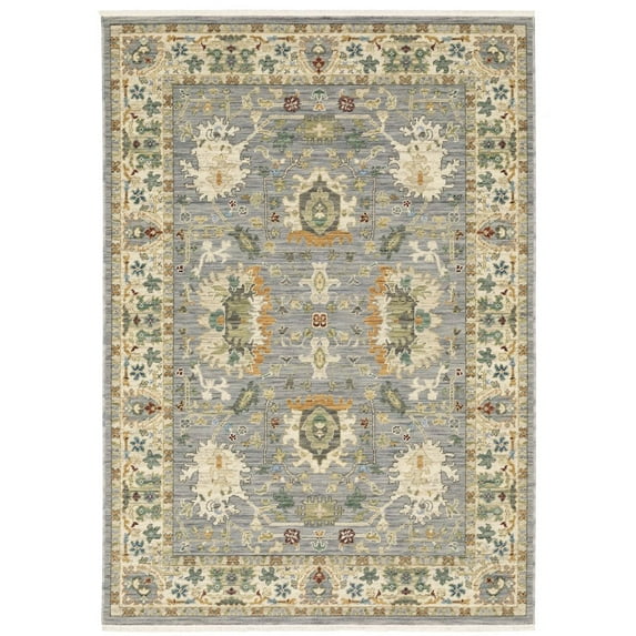 Oriental Weavers Lucca Wool Blend Area Rug - 2063L - 9'10" x 12'10" - in Gray/ Multi - Vintage Inspired, Wool Blend, Family, Dining, Living Room Rug