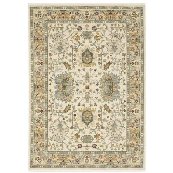Oriental Weavers Lucca Wool Blend Area Rug - 2063Y - 2' x 3' - in Ivory/ Multi - Vintage Inspired, Wool Blend, Entryway, Bathroom Accent Rug