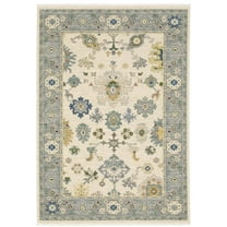 Oriental Weavers Lucca Wool Blend Area Rug - 846H1 - 5'3" x 7'6" - in Ivory/ Blue - Vintage Inspired, Wool Blend, Bedroom, Office Rug