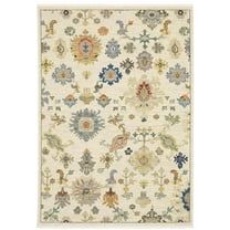 Oriental Weavers Lucca Wool Blend Area Rug - 5507W - 7'10" x 10'10" - in Ivory/ Multi - Vintage Inspired, Wool Blend, Dining, Living Room Rug