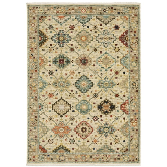Oriental Weavers Lilihan Wool Blend Area Rug - 4601W - 2' x 6' - in Beige/ Multi - Vintage Inspired, Wool Blend, Entryway, Hallway Runner Rug