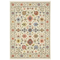 Oriental Weavers Lucca Wool Blend Area Rug - 093W1 - 5'3" x 7'6" - in Ivory/ Multi - Vintage Inspired, Wool Blend, Bedroom, Office Rug