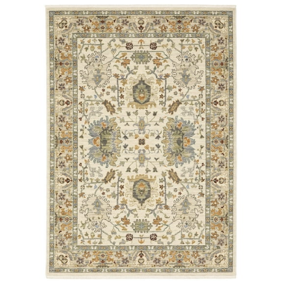 Oriental Weavers Lucca Wool Blend Area Rug - 2063Y - 5'3" x 7'6" - in Ivory/ Multi - Vintage Inspired, Wool Blend, Bedroom, Office Rug