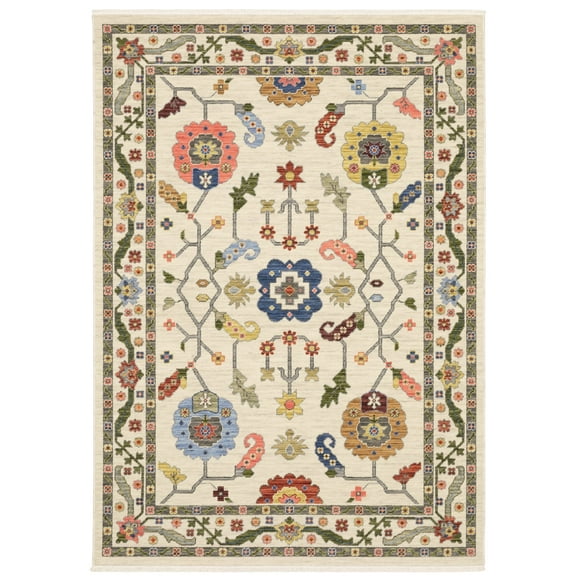 Oriental Weavers Lucca Wool Blend Area Rug - 5506W - 2'6" x 12' - in Ivory/ Multi - Vintage Inspired, Wool Blend, Entryway, Hallway Runner Rug
