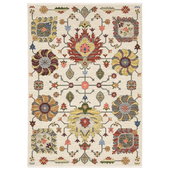Oriental Weavers Lucca Wool Blend Area Rug - 8111W - 2'6" x 12' - in Ivory/ Multi - Vintage Inspired, Wool Blend, Entryway, Hallway Runner Rug