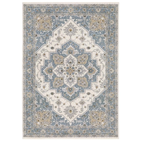 Oriental Weavers Maharaja Area Rug - 051F1 - 2' x 3' - in Blue/ Ivory - Vintage Inspired, Stain Resistant, Family and Pet Friendly , Entryway, Bathroom Accent Rug
