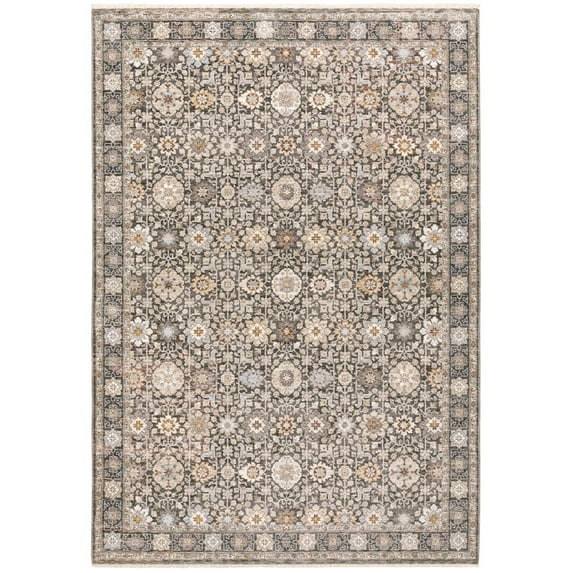 Oriental Weavers Maharaja Area Rug - 071N1 - 9'10" x 12'10" - in Grey/ Ivory - Vintage Inspired, Stain Resistant, Family and Pet Friendly , Family, Dining, Living Room Rug