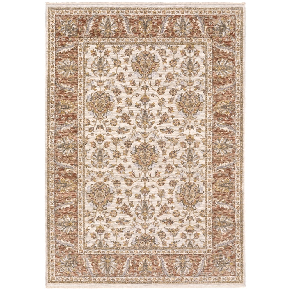 Hand-Knotted Ivory Synthetic Accent Rug with Floral Motif