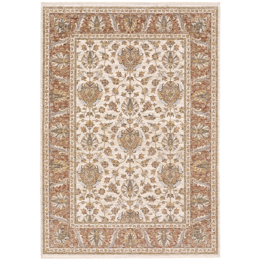 Hand-Knotted Ivory Synthetic Accent Rug with Floral Motif