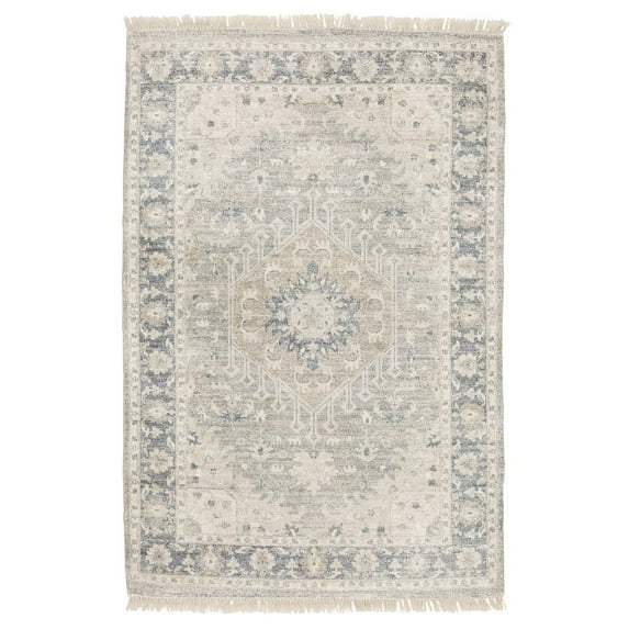 Oriental Weavers Malabar Hand-made Area Rug - 45302 - 10' x 13' - in Beige/ Gray - Vintage Inspired, Hand-Made Rugs, Family, Dining, Living Room Rug