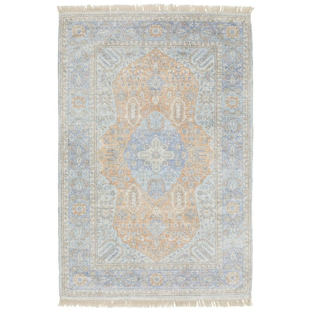Oriental Weavers Malabar Hand-made Area Rug - 45301 - 10' x 13' - in Blue/ Red - Vintage Inspired, Hand-Made Rugs, Family, Dining, Living Room Rug