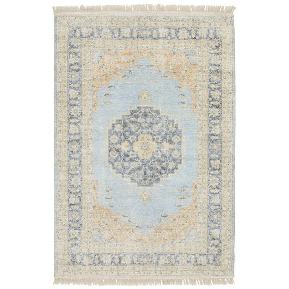 Oriental Weavers Malabar Hand-made Area Rug - 45306 - 8' x 10' - in Blue/ Beige - Vintage Inspired, Hand-Made Rugs, Dining, Living Room Rug