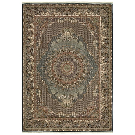 Oriental Weavers Masterpiece Area Rug - 5330B - 5'3" x 7'6" - in Blue/ Red - Vintage Inspired, Stain Resistant, Family and Pet Friendly , Bedroom, Office Rug