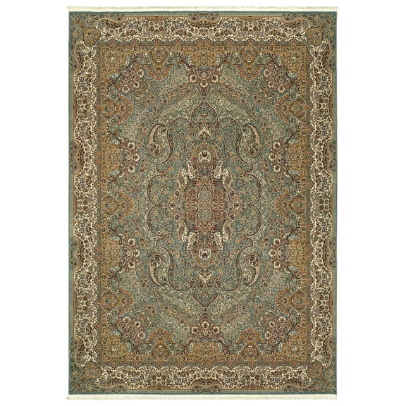 Oriental Weavers Masterpiece Area Rug - 502L2 - 9'10" x 12'10" - in Blue/ Gold - Vintage Inspired, Stain Resistant, Family and Pet Friendly , Family, Dining, Living Room Rug