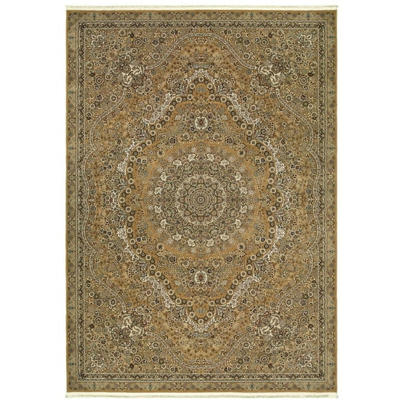 Oriental Weavers Masterpiece Area Rug - 8022J - 7'10" x 10'10" - in Gold/ Ivory - Vintage Inspired, Stain Resistant, Family and Pet Friendly , Dining, Living Room Rug