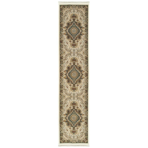 Oriental Weavers Masterpiece Area Rug 111W2 Ivory Bordered Eye 2' 3" x 10' Rectangle