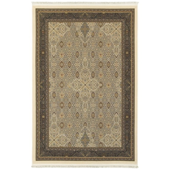 Oriental Weavers Masterpiece Area Rug - 1335I - 6'7" x 9'6" - in Ivory/ Dark Blue - Vintage Inspired, Stain Resistant, Family and Pet Friendly , Dining, Living Room Rug