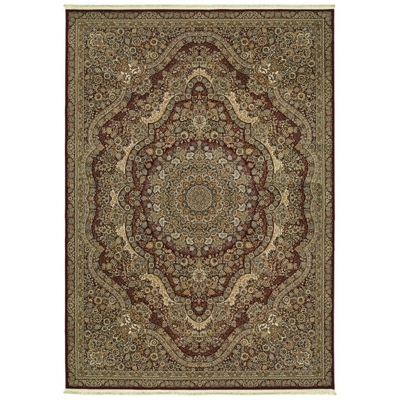 Oriental Weavers Masterpiece Area Rug - 8022R - 7'10" x 10'10" - in Red/ Gold - Vintage Inspired, Stain Resistant, Family and Pet Friendly , Dining, Living Room Rug