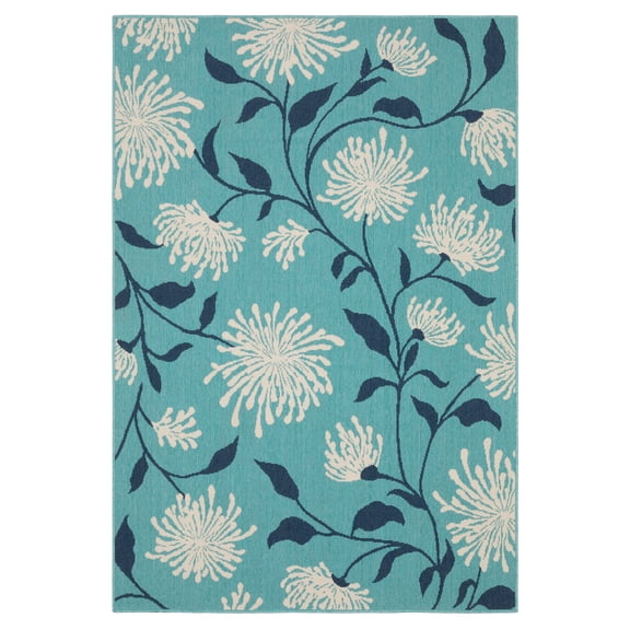 Oriental Weavers Meridian 9929S - Machine Woven Area Rug - 3'7" x 5'6" - in Blue/ Navy - Casual Style Patio, Deck, Porch, Mud Room Rug