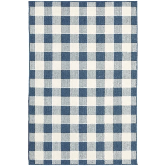 Oriental Weavers Meridian Indoor/Outdoor Rug - 2598V - 8'6" x 13' - in Blue/ Ivory - Classic Casual Style, Water, Stain and Fade Resistant, Hose Clean, Patio, Outdoor Living Area Rug