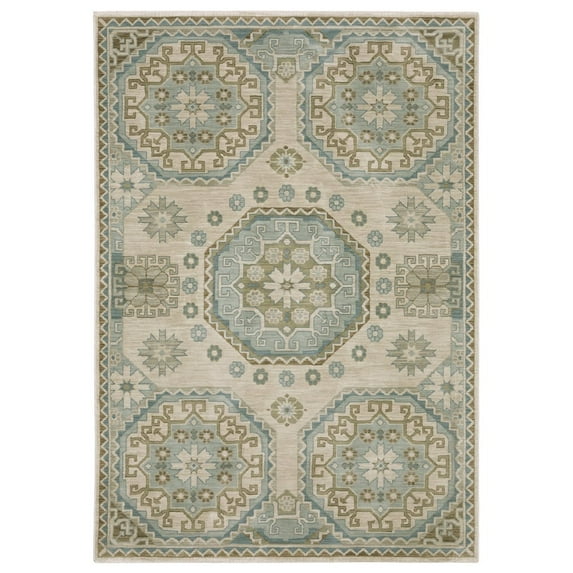 Oriental Weavers Maeve Area Rug - MAE03 - 3'3" x 5' - in Beige/ Teal - Vintage Inspired, Stain Resistant, Family and Pet Friendly , Entrway, Bedroom Rug
