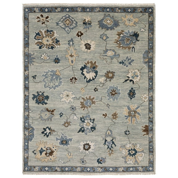Oriental Weavers Majorca Hand-made Wool Area Rug - MAJ06 - 2'6" x 10' - in Light Blue/ Blue - Vintage Inspired, Hand-Made Wool Rugs, Entryway, Hallway Runner Rug