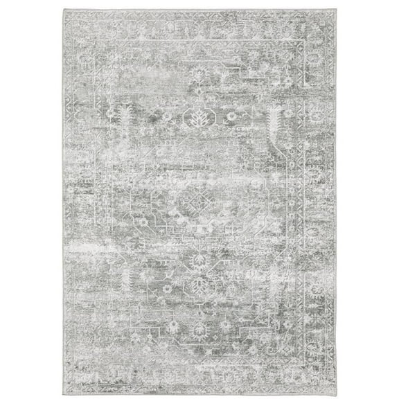Oriental Weavers Malibu Washable Area Rug - MAL08 - 2' x 3' - in Sage Green/ Gray - Vintage Inspired, Non-Slip, Stain Resitant, Ultra Low Pile, Entryway, Bathroom Accent Rug
