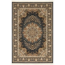 Oriental Weavers Masterpiece Area Rug - 1802B - 9'10" x 12'10" - in Navy/ Multi - Vintage Inspired, Stain Resistant, Family and Pet Friendly , Family, Dining, Living Room Rug