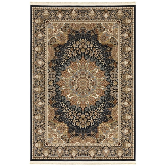 Oriental Weavers Masterpiece Area Rug - 1802B - 9'10" x 12'10" - in Navy/ Multi - Vintage Inspired, Stain Resistant, Family and Pet Friendly , Family, Dining, Living Room Rug