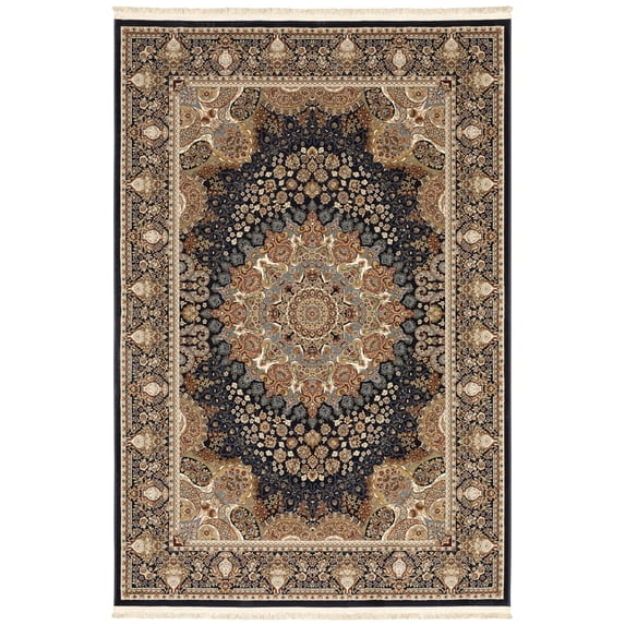 Oriental Weavers Masterpiece Area Rug - 1802B - 9'10" x 12'10" - in Navy/ Multi - Vintage Inspired, Stain Resistant, Family and Pet Friendly , Family, Dining, Living Room Rug