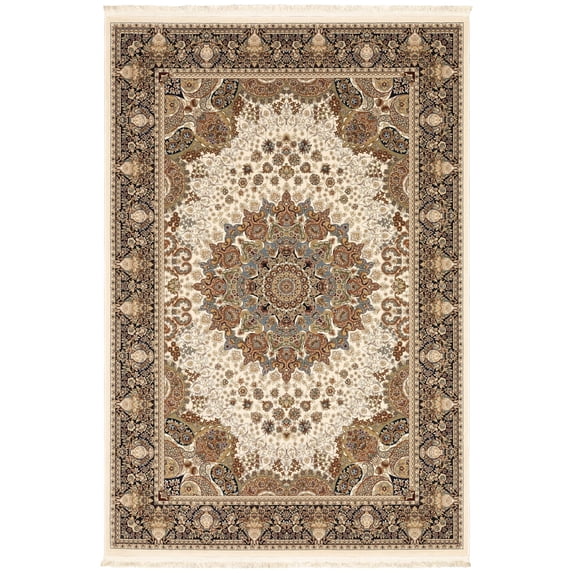 Oriental Weavers Masterpiece Area Rug - 1802W - 6'7" x 9'6" - in Ivory/ Multi - Vintage Inspired, Stain Resistant, Family and Pet Friendly , Dining, Living Room Rug