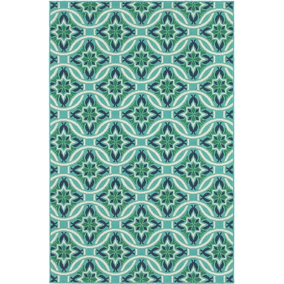 Oriental Weavers Meridian Area Rug 5868L Blue Circles Leaves 1' 10" x 2' 10" Rectangle