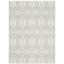 Oriental Weavers Montecito Area Rug - 4158W - 5'3" x 7'6" - in White/ Gray - Eclectic Global Style, Stain Resistant, Family and Pet Friendly , Bedroom, Office Rug