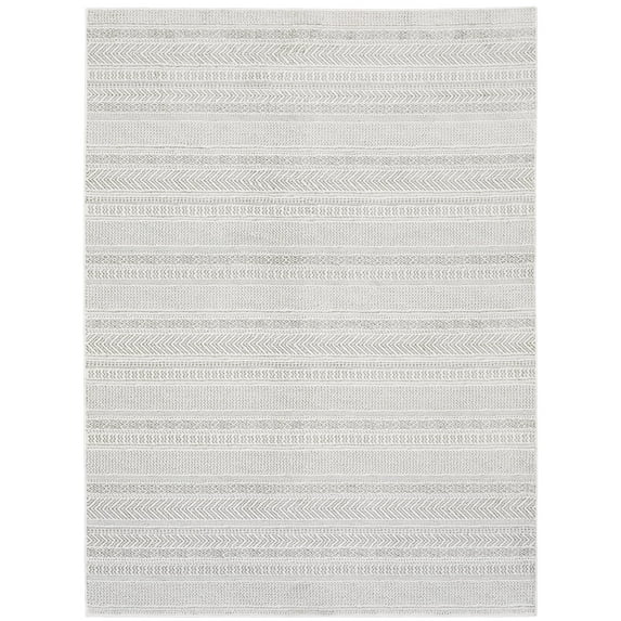 Oriental Weavers Montecito Area Rug - 4929E - 5'3" x 7'6" - in White/ Grey - Classic Casual Style, Stain Resistant, Family and Pet Friendly , Bedroom, Office Rug