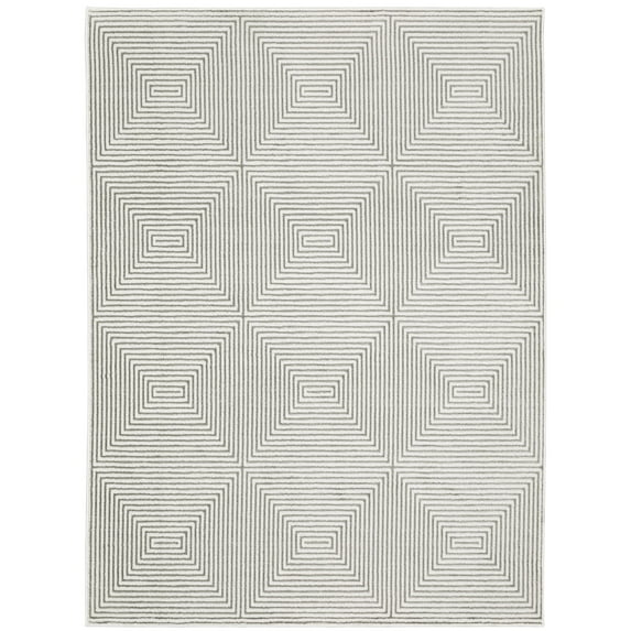 Oriental Weavers Montecito Area Rug - 8111W - 5'3" x 7'6" - in Grey/ White - Modern Style, Stain Resistant, Family and Pet Friendly , Bedroom, Office Rug