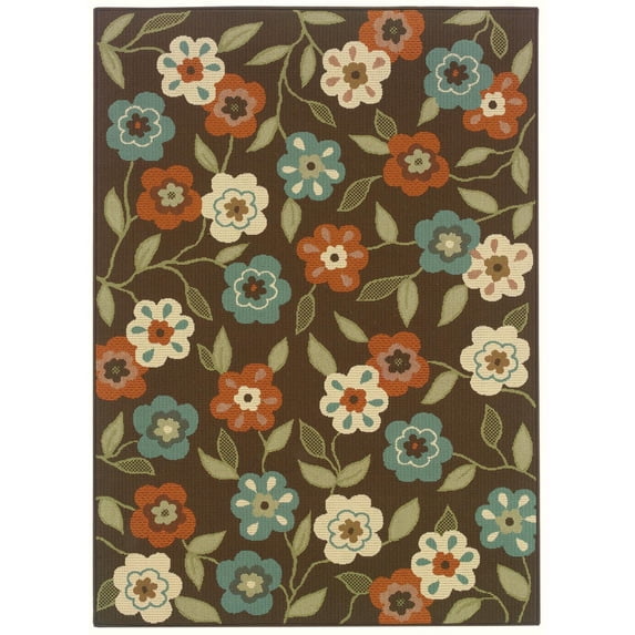 Oriental Weavers Montego 3'7" x 5'6" Machine Woven Rug in Brown