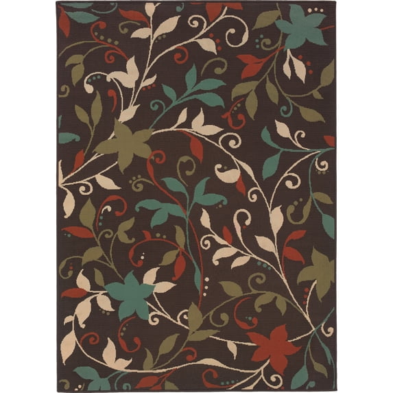 Oriental Weavers Montego 7'10" Round Machine Woven Rug in Brown