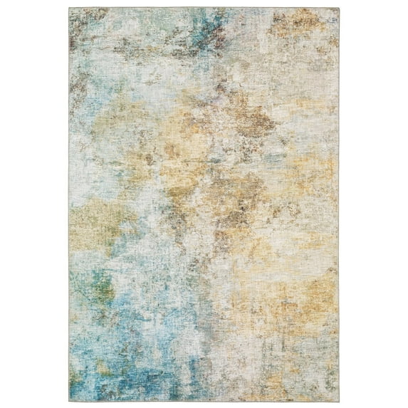 Oriental Weavers Myers Park Area Rug - MYP09 - 7'8" x 10' - in Yellow/ Blue - Modern Style, Stain Resistant, Family and Pet Friendly , Dining, Living Room Rug