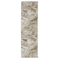 Oriental Weavers Nebulous Area Rug - 530E9 - 2'3" x 7'6" - in Ivory/ Tan - Modern Style, Stain Resistant, Family and Pet Friendly , Entryway, Hallway Runner Rug