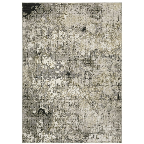 Oriental Weavers Nebulous Area Rug - 091D9 - 5'3" x 7'6" - in Gray/ Ivory - Modern Style, Stain Resistant, Family and Pet Friendly , Bedroom, Office Rug