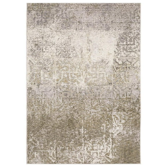 Oriental Weavers Nebulous Area Rug - 1330E - 3'3" x 5' - in Ivory/ Gray - Modern Style, Stain Resistant, Family and Pet Friendly , Entrway, Bedroom Rug