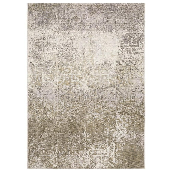 Oriental Weavers Nebulous Area Rug - 1330E - 5'3" x 7'6" - in Ivory/ Grey - Modern Style, Stain Resistant, Family and Pet Friendly , Bedroom, Office Rug