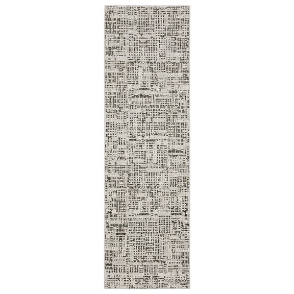 Oriental Weavers Nebulous Area Rug - 2060W - 2'3" x 7'6" - in Ivory/ Gray - Modern Style, Stain Resistant, Family and Pet Friendly , Entryway, Hallway Runner Rug