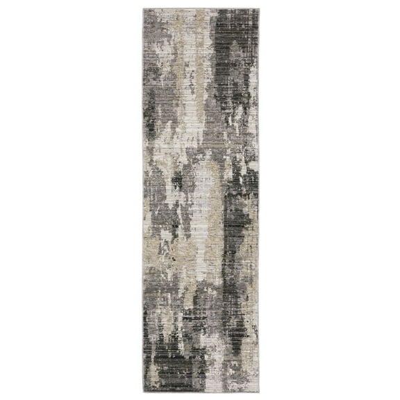 Oriental Weavers Nebulous Area Rug - 4151N - 2'3" x 7'6" - in Grey/ Beige - Modern Style, Stain Resistant, Family and Pet Friendly , Entryway, Hallway Runner Rug